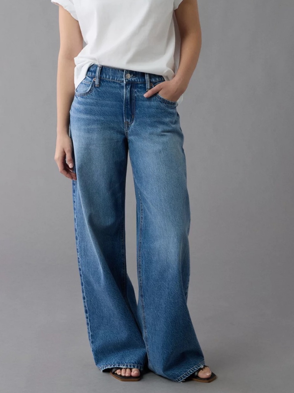 American Eagle Outfitters Blue Ultra Wide-Leg Skater Jeans